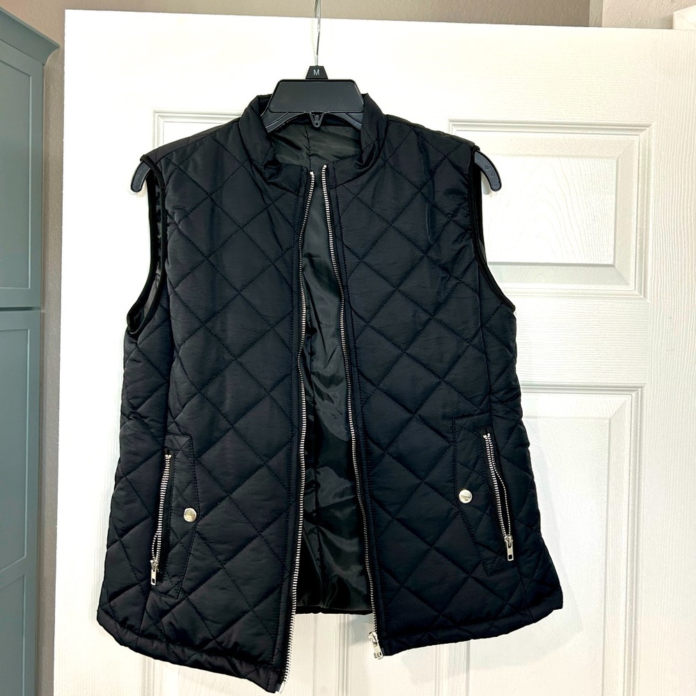 Women's Black Quilted Vest